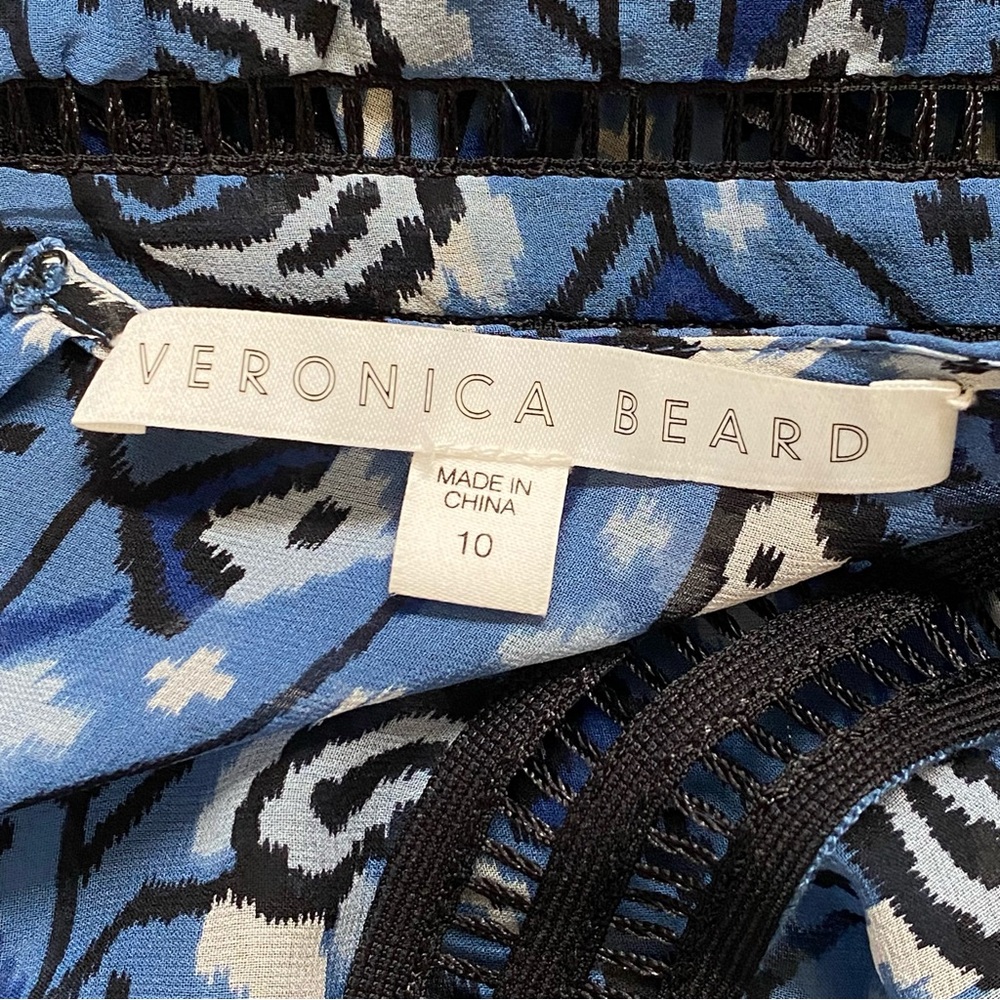 VERONICA BEARD BLUE WHITE CABO BOHO PAISLEY SHEER SILK BLOUSE LONG SLEEVE TOP - Picture 11 of 14